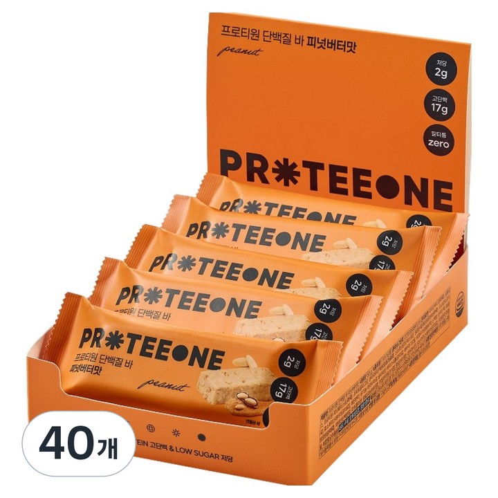 프로티원 단백질바 피넛버터맛, 40개, 50g
