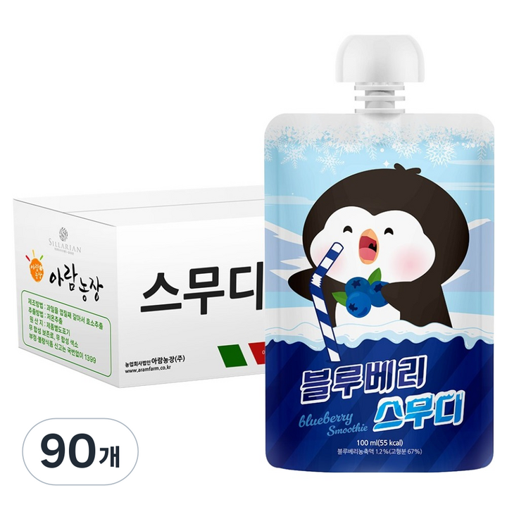 아람농장 블루베리 스무디, 90개, 100ml