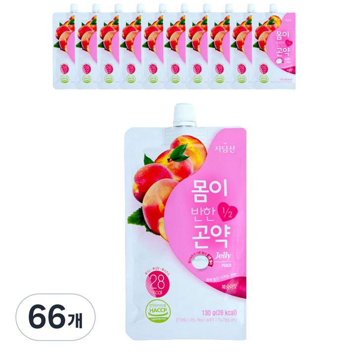 자담선 몸이반한 곤약젤리 디저트 복숭아 맛, 130g, 66개