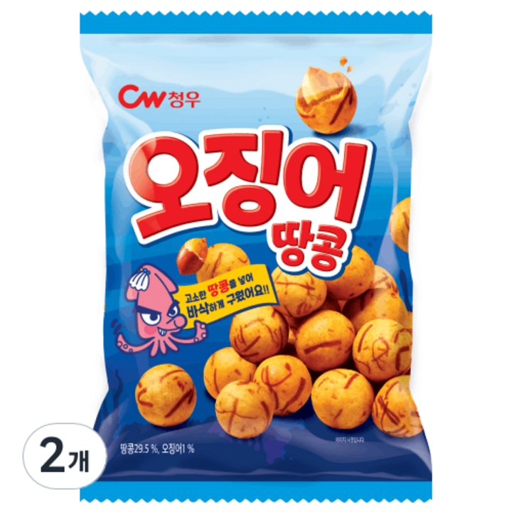 청우식품 오징어땅콩, 90g, 2개