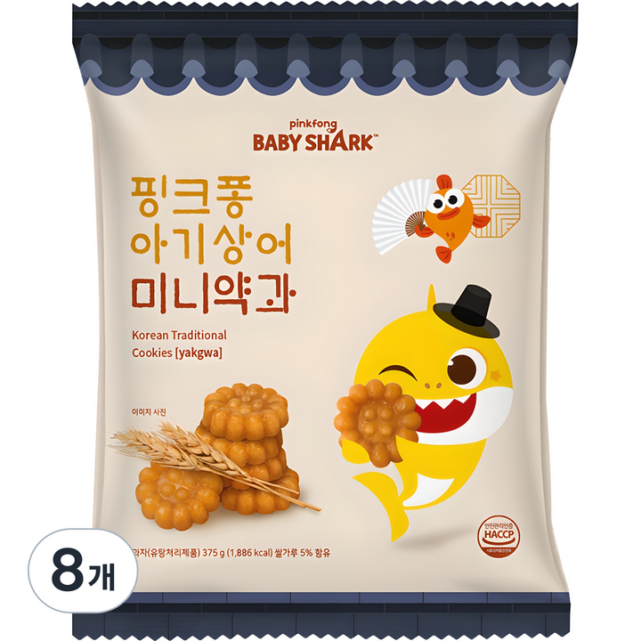 핑크퐁 아기상어 미니약과, 375g, 8개