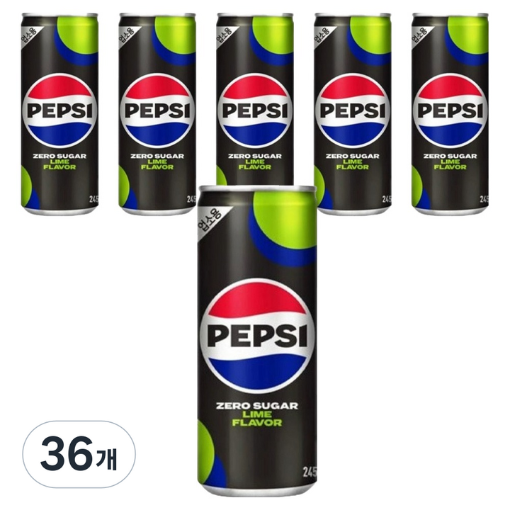 펩시 업소용 콜라 제로슈거 라임향, 245ml, 36개
