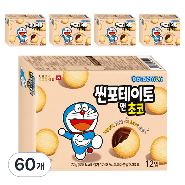 초키앤쿠키 도라에몽 씬 포테이토 앤 초코, 72g, 60개