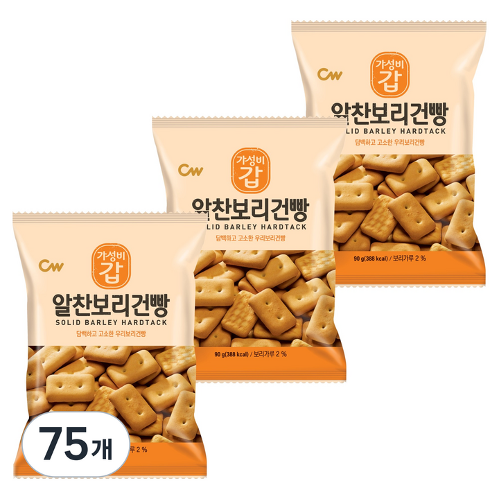 청우식품 알찬보리건빵 과자, 90g, 75개