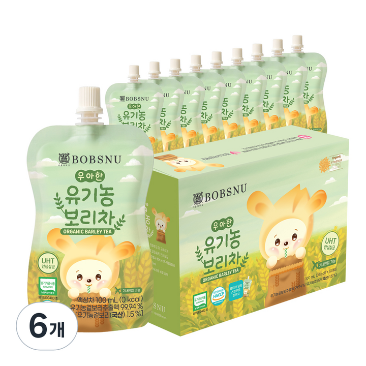 서울대밥스누 우아한 유기농 보리차, 100ml, 60개