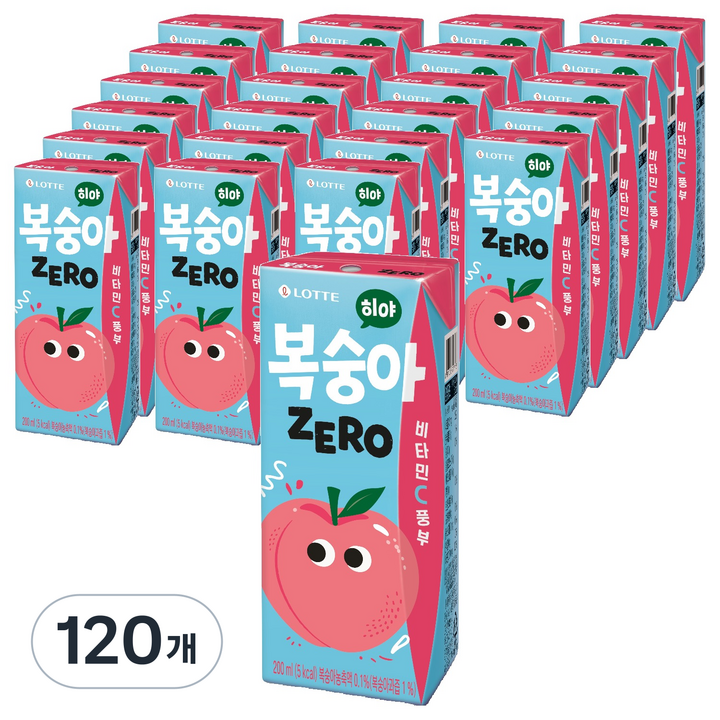 롯데칠성음료 히야 제로 복숭아, 120개, 200ml
