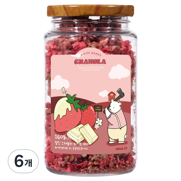 밀잇 청크형 그래놀라 화이트베리 딸기맛, 160g, 6개