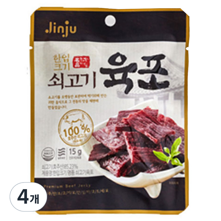 진주햄 천하장사 쇠고기 육포, 15g, 4개