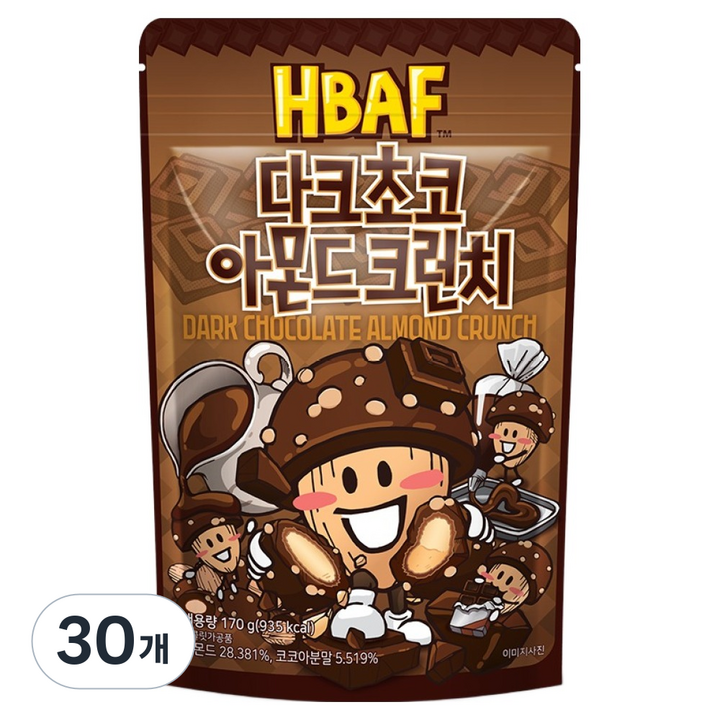 바프 다크초코 아몬드 크런치, 30개, 170g