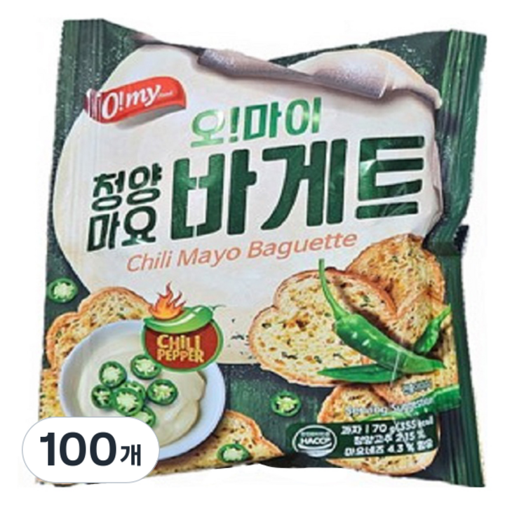 마늘빵집 오! 마이 청양마요 바게트, 100개, 70g