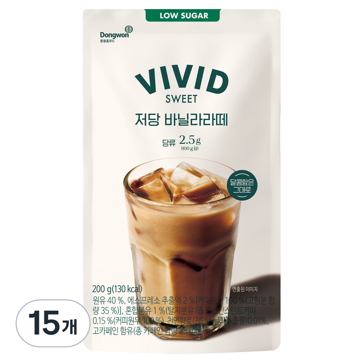 비비드스위트 저당 바닐라라떼, 200g, 15개
