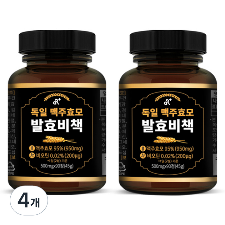 두리농산 독일 맥주효모 발효비책 45g, 90정, 4개