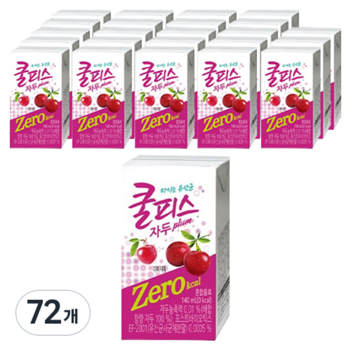 동원 쿨피스 제로 테트라 자두, 140ml, 72개