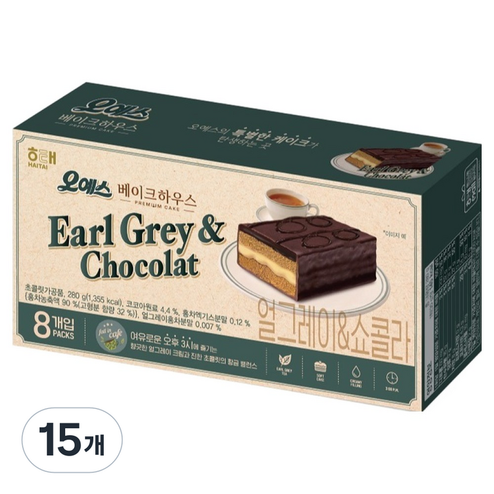 해태제과 오예스 얼그레이&쇼콜라, 280g, 15개