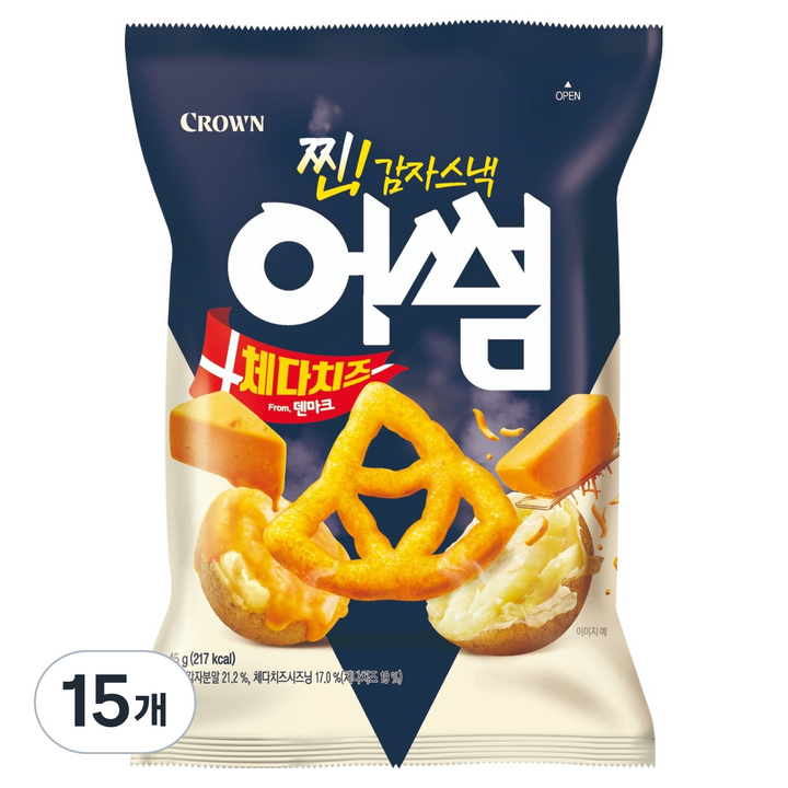 크라운 어썸 체다치즈 감자스낵, 45g, 15개