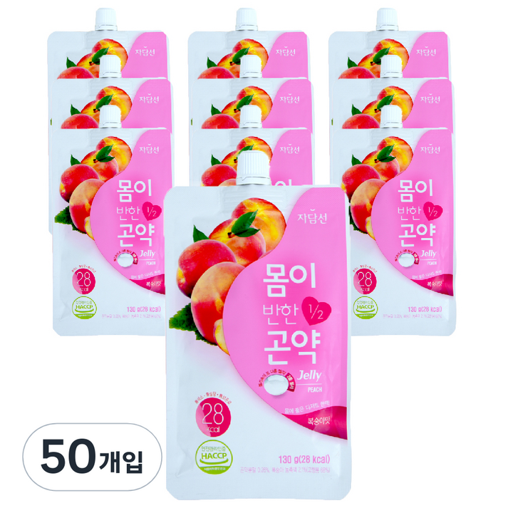 자담선 몸이반한 곤약젤리 복숭아 맛, 130g, 50개