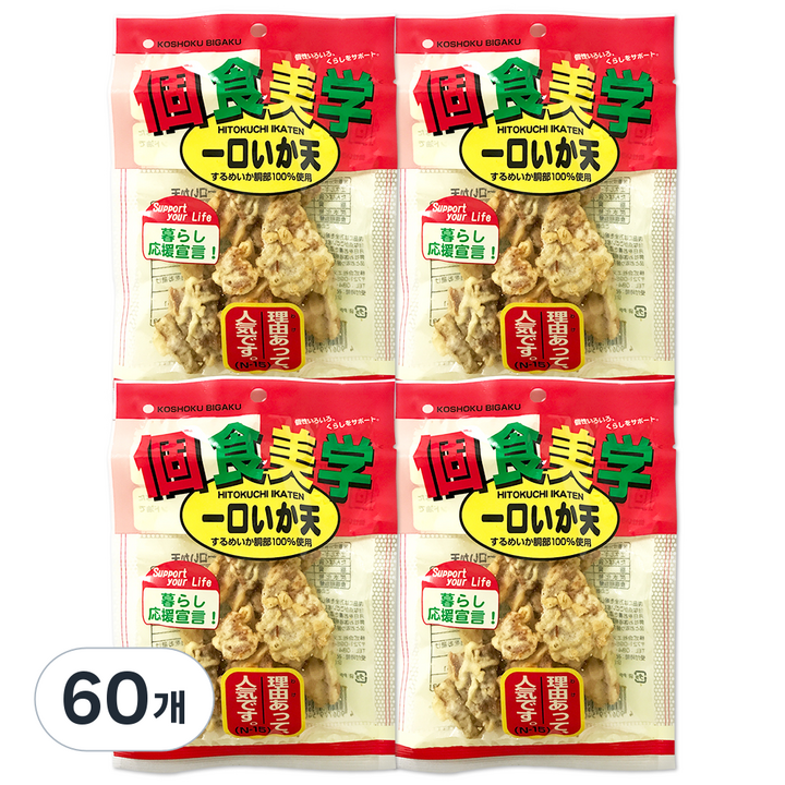 후지야혼텐 히토쿠치 이카텐 오징어 스낵, 34g, 60개