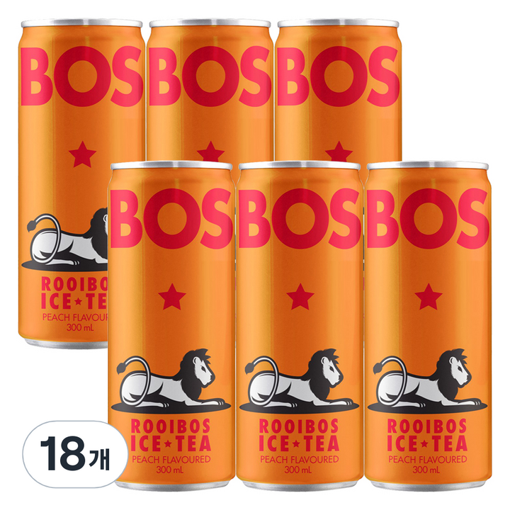 BOS 루이보스캔 피치, 300ml, 18개