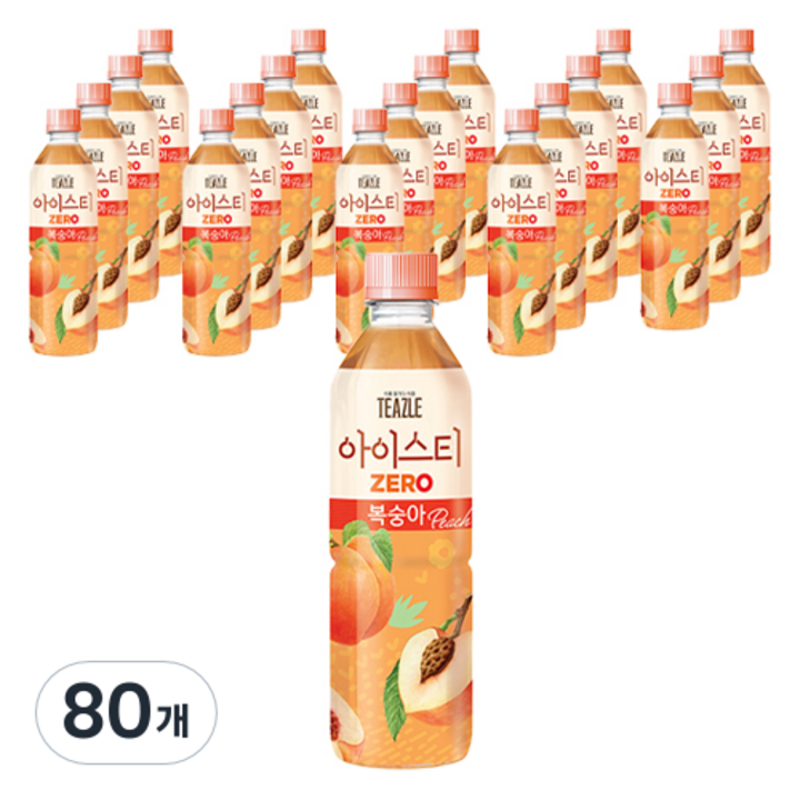 티즐 아이스티 제로 복숭아, 500ml, 80개