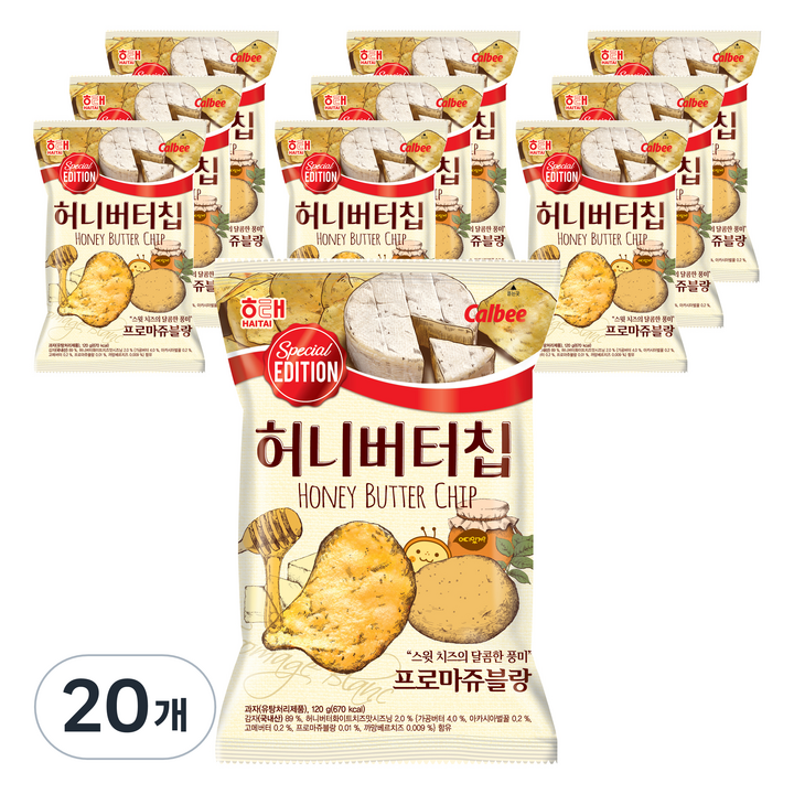 해태제과 허니버터칩 프로마쥬블랑, 120g, 20개