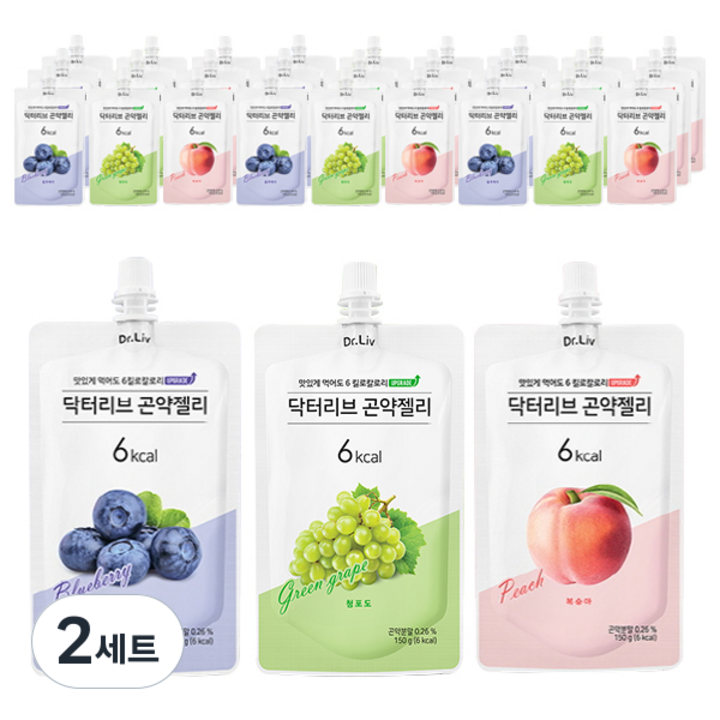 닥터리브 곤약젤리 청포도 150g x 10p + 복숭아 150g x 10p + 블루베리 150g x 10p 세트, 2세트