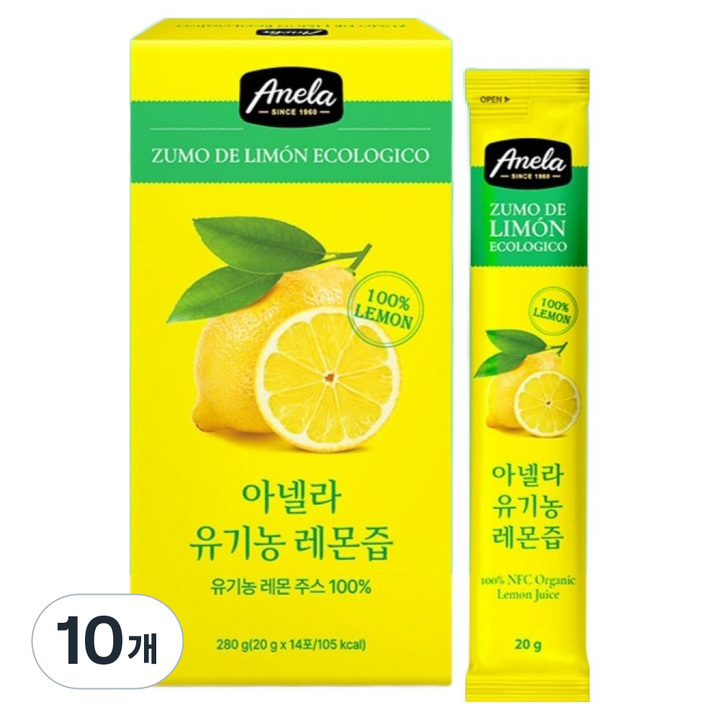 아넬라 유기농 레몬즙, 280g, 10개