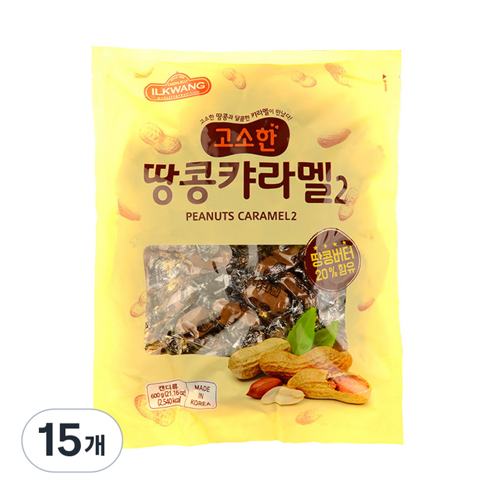 일광제과 캔디 땅콩캬라멜2, 600g, 15개