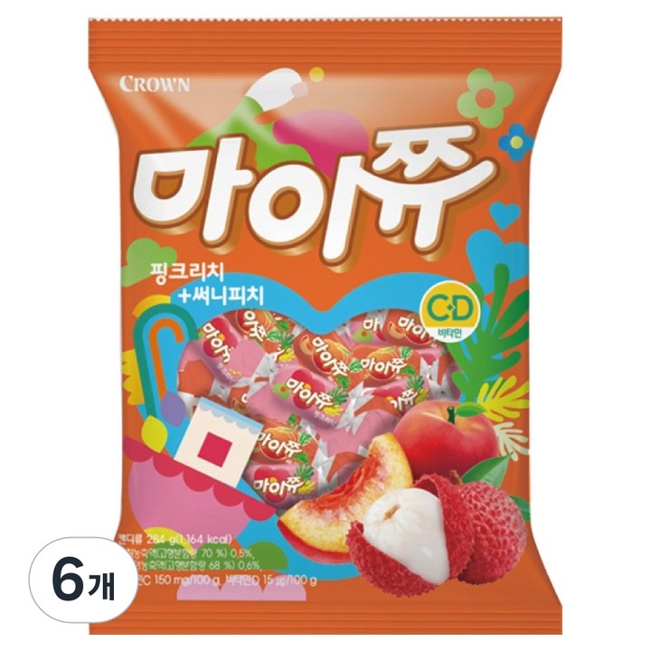크라운 마이쮸 리치피치트위스트, 284g, 6개