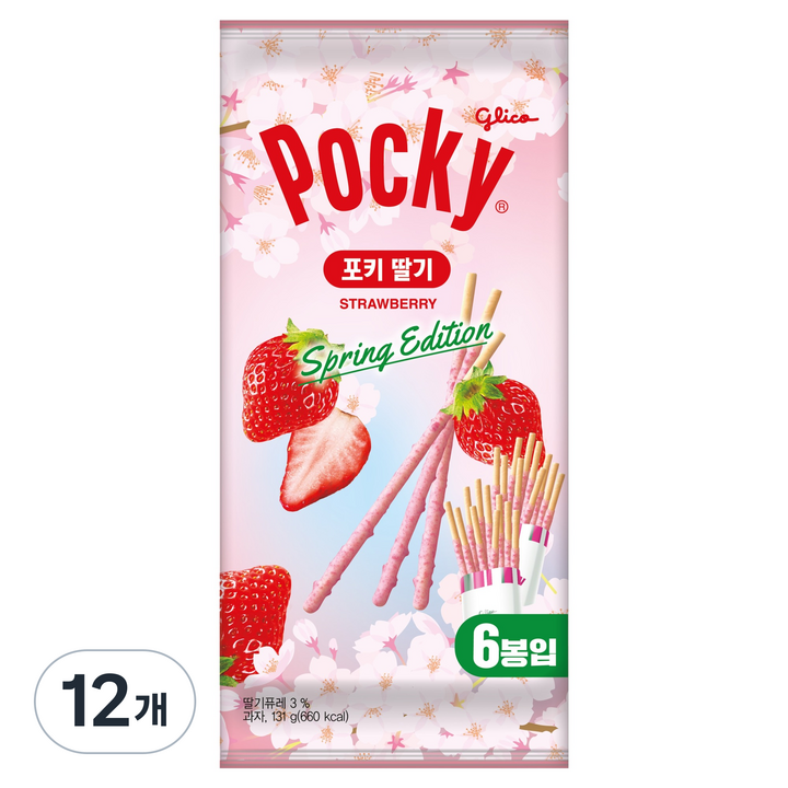 포키 딸기 막대과자 6p, 131g, 12개