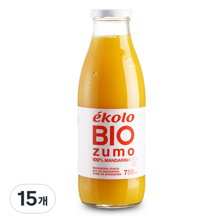 에콜로 유기농 NFC 프리미엄 오렌지 100퍼센트 착즙주스, 750ml, 15개