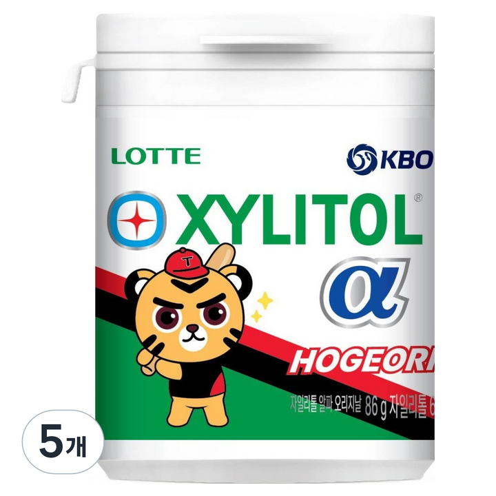 롯데자일리톨 KBO 알파 오리지날 껌 기아 타이거즈, 86g, 5개