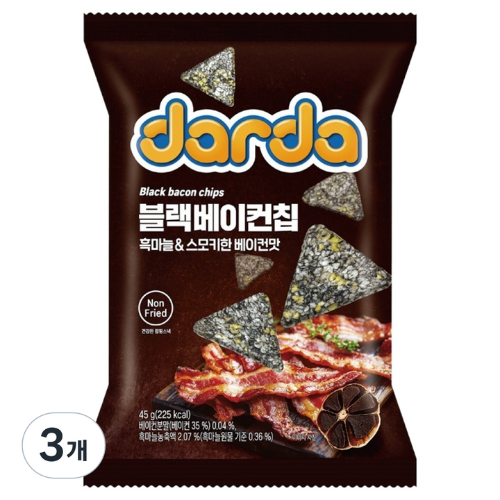 다르다팝콘 블랙베이컨칩, 45g, 3개