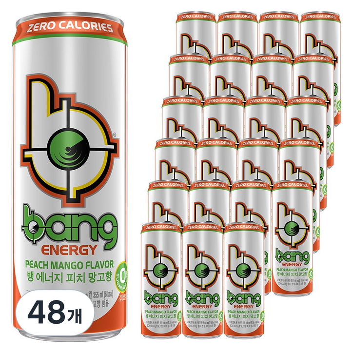bang 에너지 피치 망고 에너지음료, 48개, 355ml