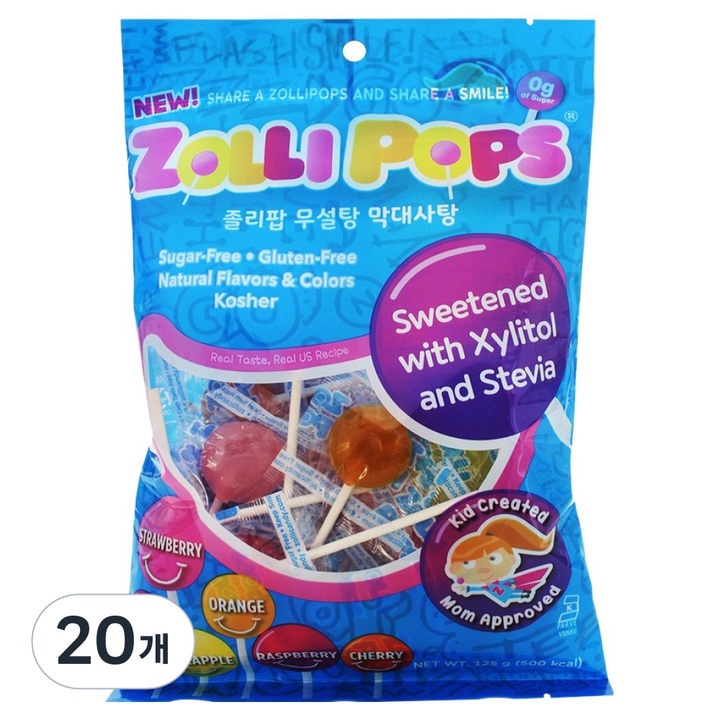 졸리팝 무설탕 막대사탕, 125g, 20개
