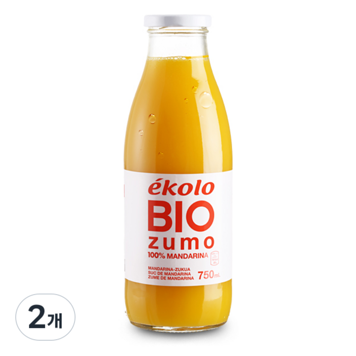 에콜로 유기농 NFC 프리미엄 오렌지 100퍼센트 착즙주스, 750ml, 2개