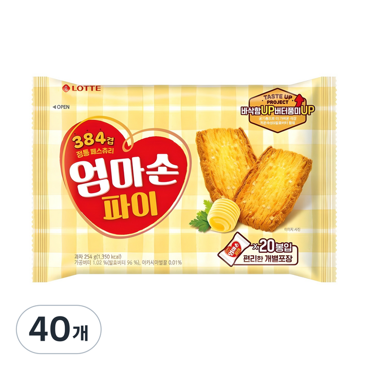 롯데웰푸드 엄마손파이, 254g, 40개