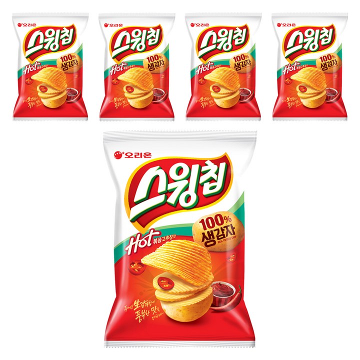 스윙칩 핫 볶음고추장맛, 124g, 5개