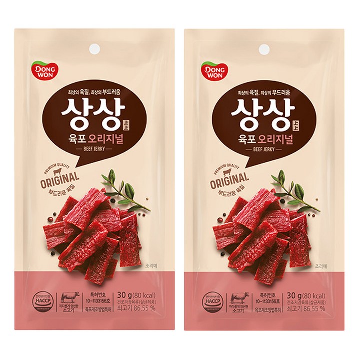 상상육포 오리지널, 30g, 2개