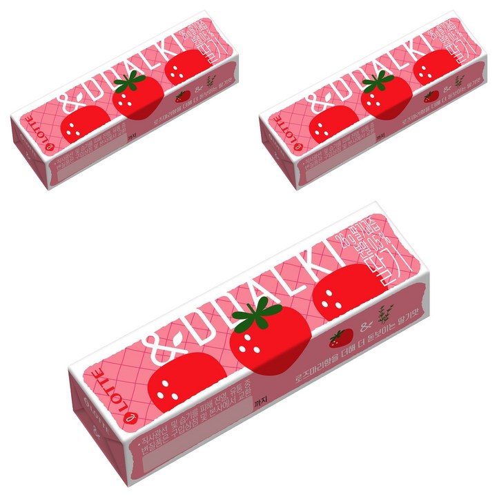롯데웰푸드 & 후르츠 딸기껌, 3개, 26g