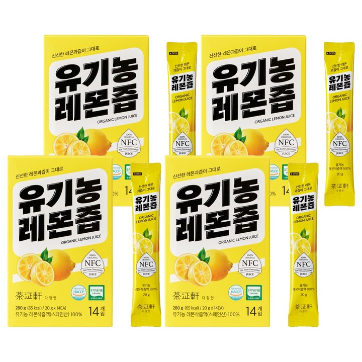 다정헌 유기농 레몬 NFC 착즙 100, 280g, 4개
