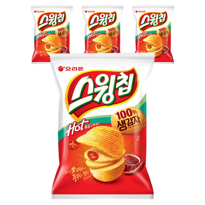 오리온 스윙칩 볶음고추장맛, 60g, 4개