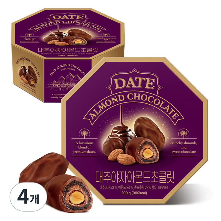 알타한 하루견과 대추야자 아몬드 초콜릿, 200g, 4개