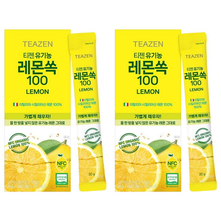티젠 유기농 레몬쏙 100, 28개, 20g