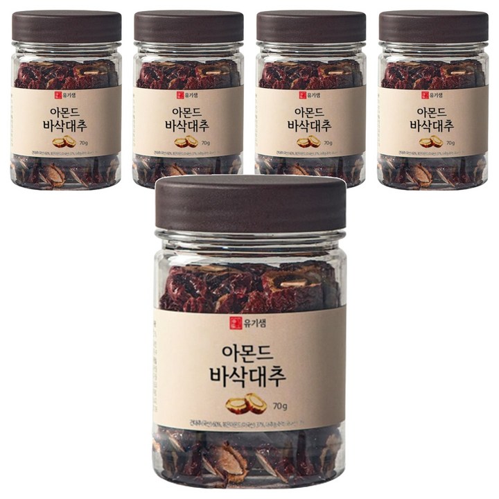 유기샘 아몬드 바삭대추, 70g, 5개