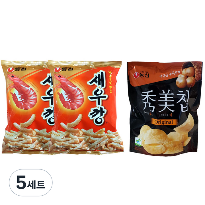 농심 새우깡 180g x 2p + 수미칩 오리지널 85g, 5세트