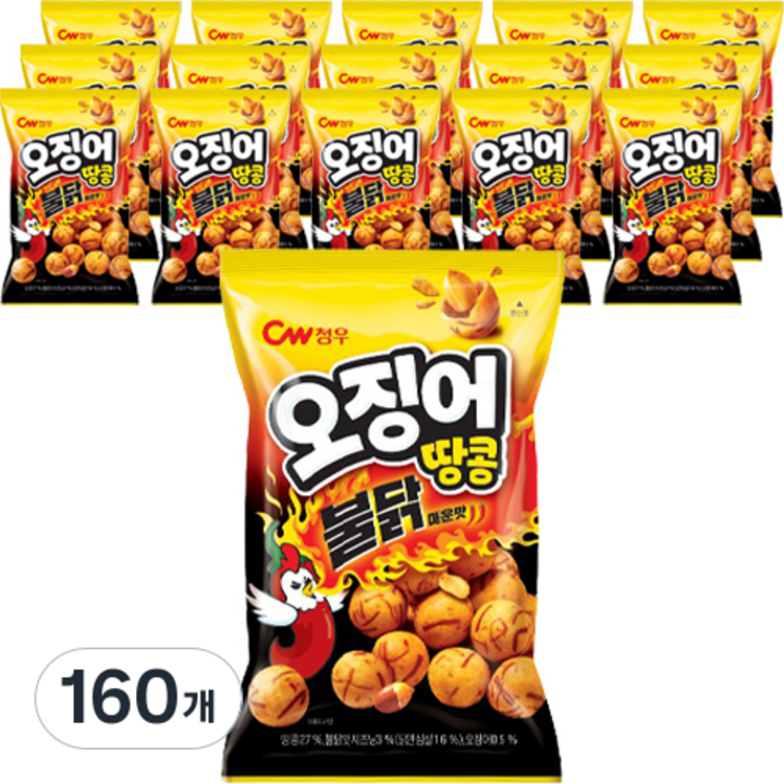 청우식품 오징어땅콩 불닭맛 스낵, 90g, 160개