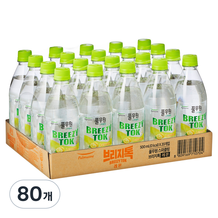 브리지톡 풀무원 탄산음료 레몬 유라벨, 80개, 500ml