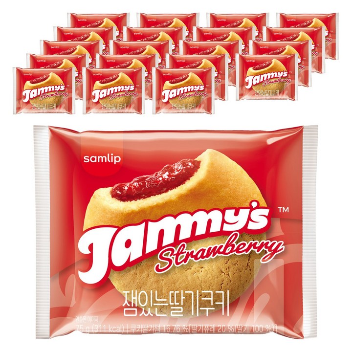 재미스 잼있는 딸기 쿠키, 75g, 20개