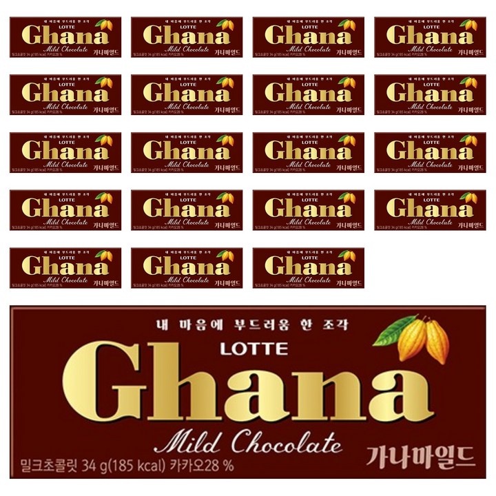 가나 마일드 밀크초콜릿, 34g, 20개