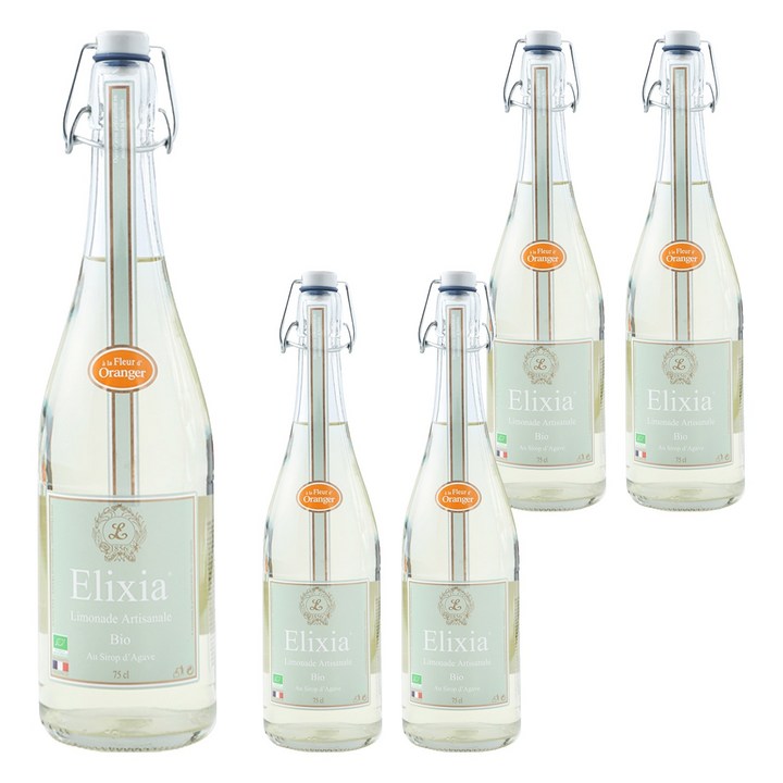 엘릭시아 유기농 레몬에이드 탄산음료 오렌지 블로섬, 750ml, 5개